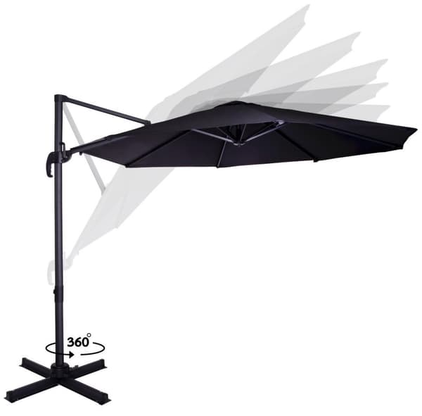 VONROC Premium Cantilever Parasoll Bardolino 300cm – Roterbar och Vinklingsbar, 50+ UPF, Rostfri Aluminiumram, Antracit/Svart