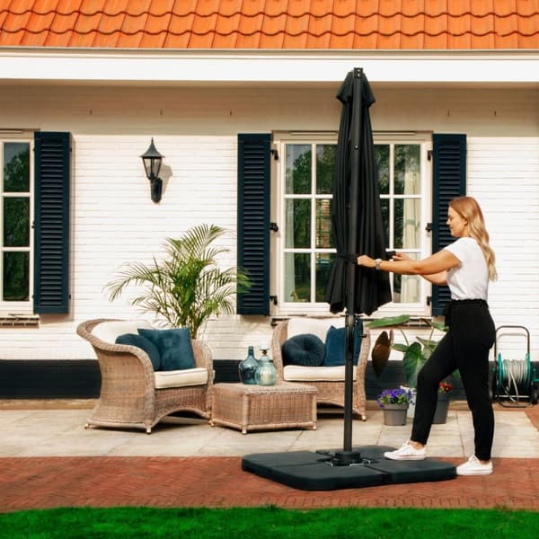VONROC Premium Cantilever Parasoll Bardolino 300cm – Roterbar och Vinklingsbar, 50+ UPF, Rostfri Aluminiumram, Antracit/Svart