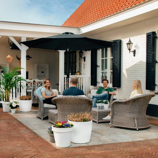 VONROC Premium Stangparasol Recanti Ø300cm - inkl. overtræk - rund | Sort
