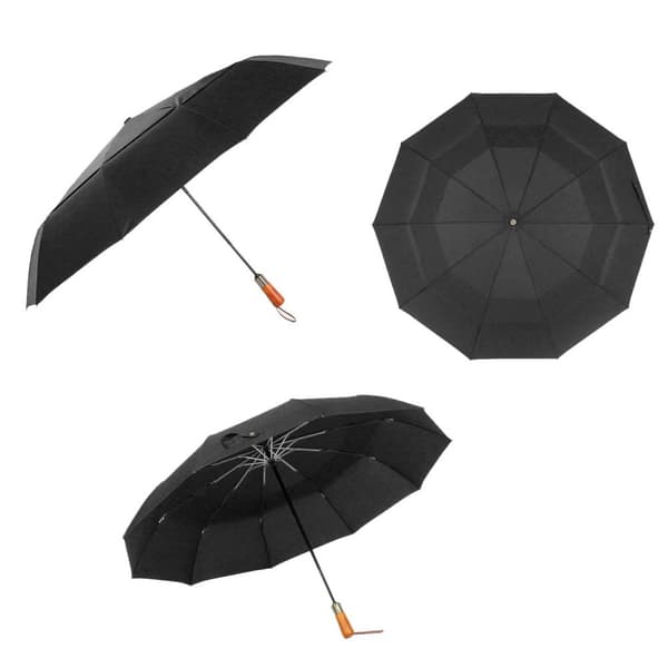 Paraply, Kompakt - 115 cm - Sort