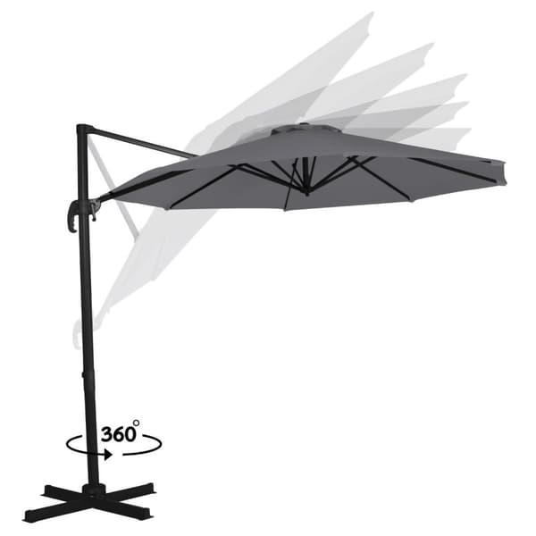 VONROC Premium Cantilever Parasoll Bardolino 300cm – 360° Roterbart – UV-Skyddande Polyester – Rostfri Aluminiumram – Inkl. Överdrag
