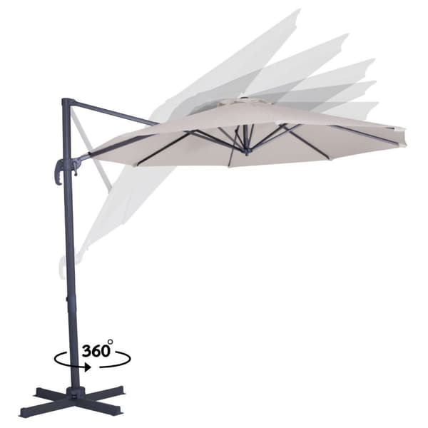 VONROC Premium Cantilever Parasoll Bardolino – 300 cm, 360° Roterbar, Vinklingsbar, Hög UV-Skydd, Rostfri Aluminiumram, Beige