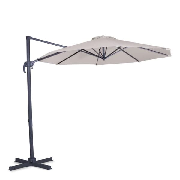 VONROC Premium Hængeparasol Bardolino Ø300cm – inkl krydsfod og overtræk - rund | Beige