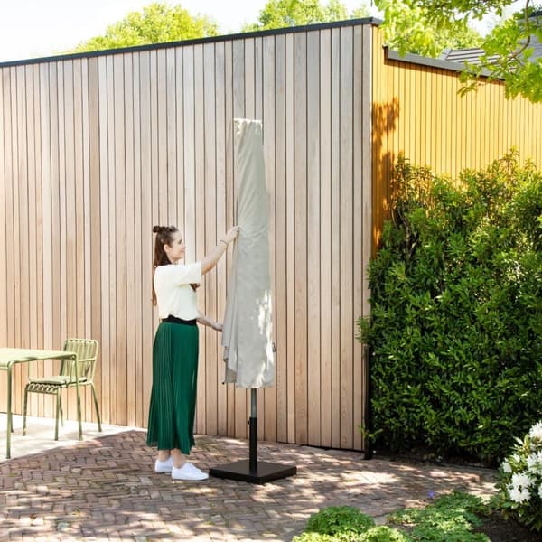 VONROC Premium Stangparasol Rapallo 200x300cm - inkl. overtræk - rektanglær | Beige