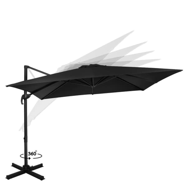 VONROC Premium Hængeparasol Pisogne 300x300cm – inkl krydsfod og overtræk - vierkantet | Sort