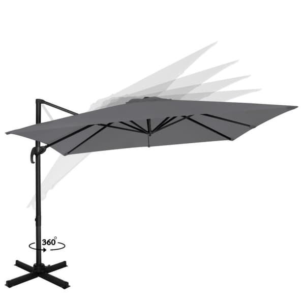 VONROC Premium Hængeparasol Pisogne 300x300cm – inkl krydsfod og overtræk - vierkantet | Grå