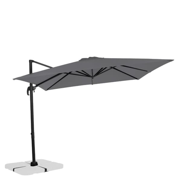 VONROC Premium Hængeparasol Pisogne 300x300cm – inkl krydsfod og overtræk - vierkantet | Grå