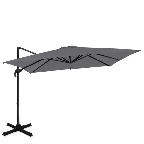 VONROC Premium Hængeparasol Pisogne 300x300cm – inkl krydsfod og overtræk - vierkantet | Grå