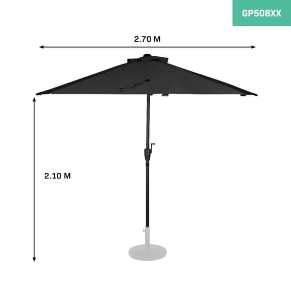 VONROC Premium Parasoll Magione – Halvrund, 270x135 cm, Max UV-Skydd, För Uteplats & Balkong