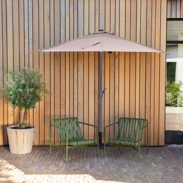 VONROC Premium Stangparasol Magione 270x135cm - inkl. overtræk - halvrund | Balkonparasol| Beige