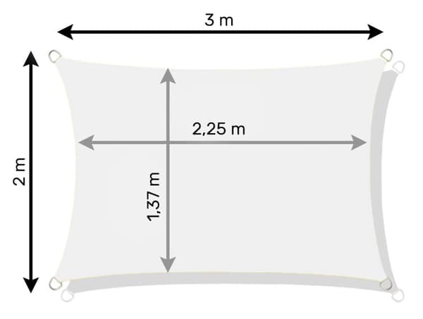 Skyggestof rektangel - soldug - 3x2 m - grå