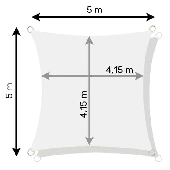 Skyggedug - soldug - firkantet - 5x5 m - grå