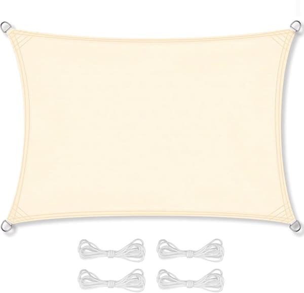 Skyggestof rektangel - soldug - 3x2 m - beige