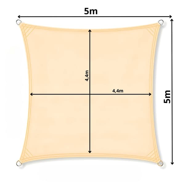 Skuggduk - solduk - fyrkantig - 5x5 m - beige