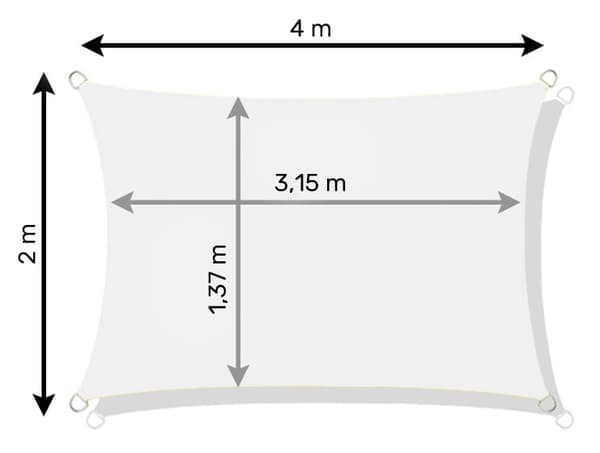 Varjostinkangas suorakulmio - aurinkokangas - 2x4 m - valkoinen