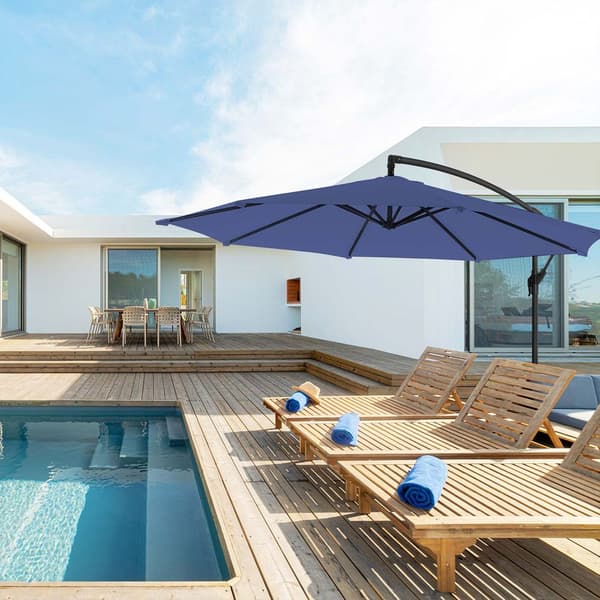 Parasol med fod Ø 3M - Flydeparasol - UV-beskyttelse op til UPF 50+ - Have - Terrasse - Blå