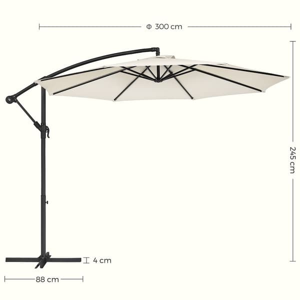 Parasol med fod Ø 3M - Flydeparasol - UV-beskyttelse op til UPF 50+ - Have - Terrasse - Beige