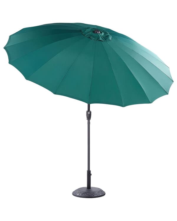 Have Parasol Smaragdgrøn stof Aluminiumsstang ⌀ 255 cm Moderne ottekantet udendørs paraply krankmekanisme Vippe UV-resistent