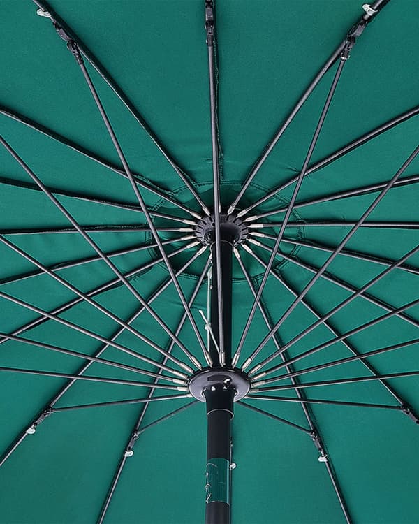 Have Parasol Smaragdgrøn stof Aluminiumsstang ⌀ 255 cm Moderne ottekantet udendørs paraply krankmekanisme Vippe UV-resistent