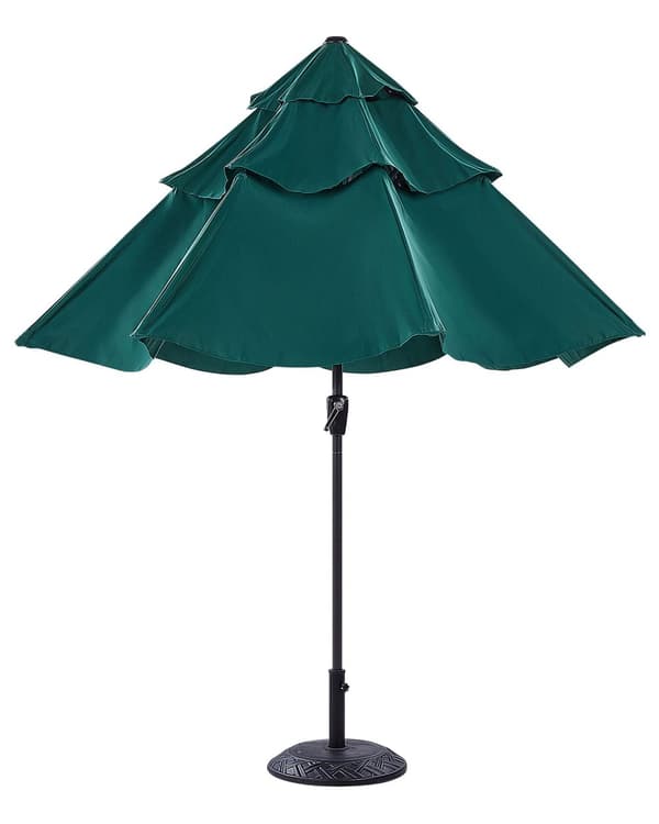 Have Parasol Smaragdgrøn Stof Stålstang ⌀ 285 cm Moderne ottekantet udendørs paraply krankmekanisme UV-bestandig