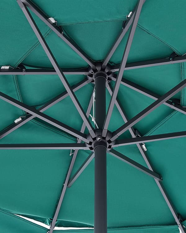 Have Parasol Smaragdgrøn Stof Stålstang ⌀ 285 cm Moderne ottekantet udendørs paraply krankmekanisme UV-bestandig