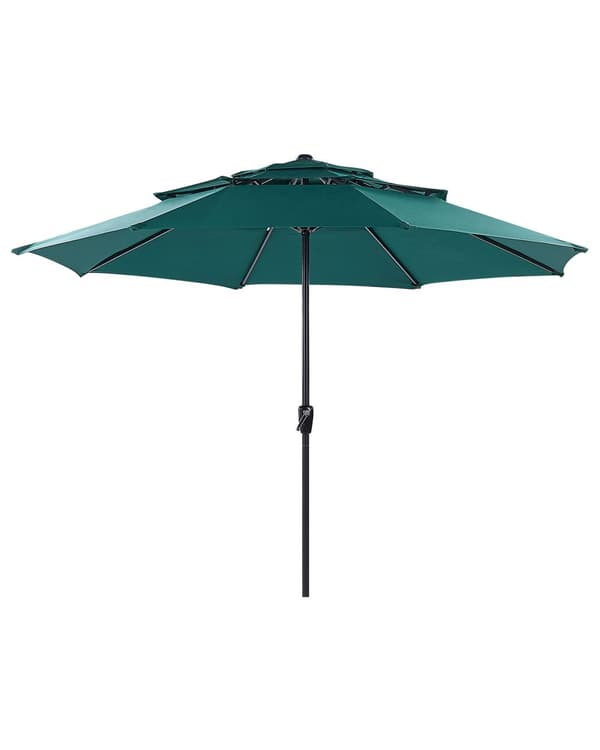 Have Parasol Smaragdgrøn Stof Stålstang ⌀ 285 cm Moderne ottekantet udendørs paraply krankmekanisme UV-bestandig