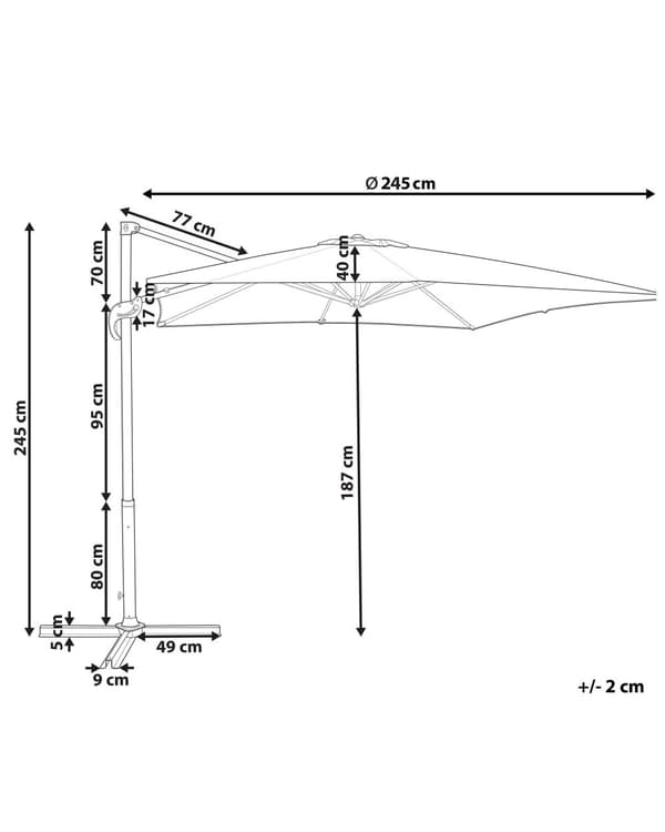 Hængeparasol Grøn Grå Polyester Aluminium ø 245 x 245 cm Firkantet Kæmpe Parasol med Tilt Vippefunktion UV-bestandig Moderne til Haven