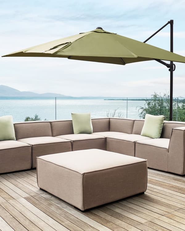 Hængeparasol Grøn Grå Polyester Aluminium ø 245 x 245 cm Firkantet Kæmpe Parasol med Tilt Vippefunktion UV-bestandig Moderne til Haven