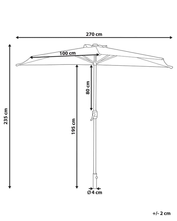 Halvrund haveparasol Beige Polyester Skærm Stål 2,7 m Moderne terrasse altan paraply