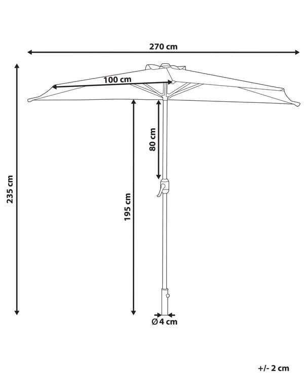 Halvrund haveparasol Grå Polyester Skærm Stål 2,7 m Moderne terrasse altan paraply