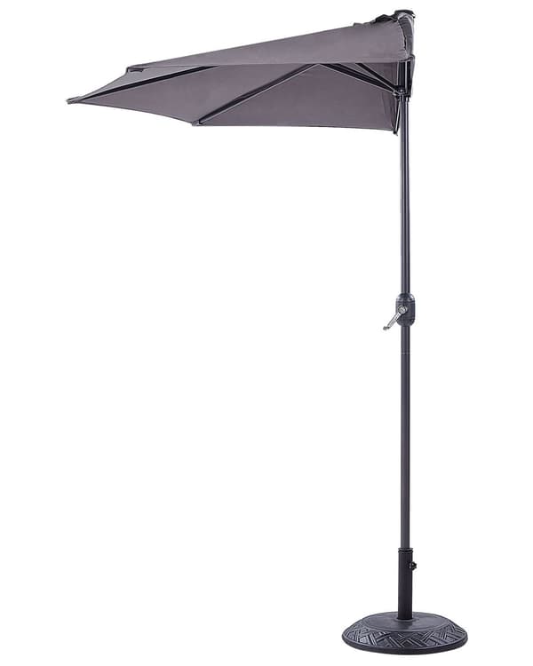 Halvrund haveparasol Grå Polyester Skærm Stål 2,7 m Moderne terrasse altan paraply