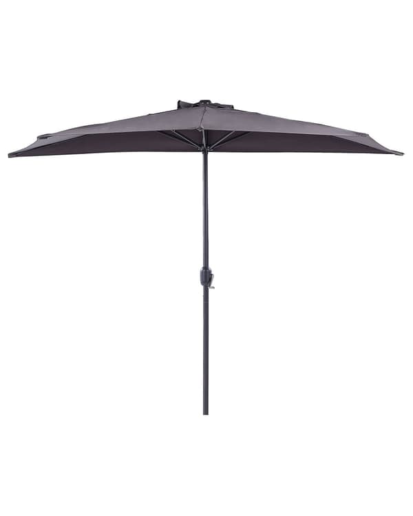 Halvrund haveparasol Grå Polyester Skærm Stål 2,7 m Moderne terrasse altan paraply
