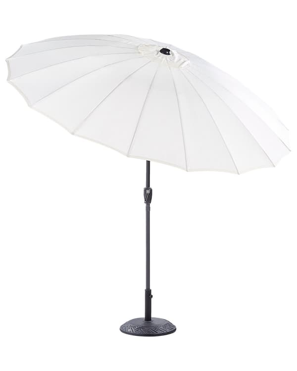 Aurinkovarjo vaalea beige kangasta alumiinijalka ⌀ 255 cm moderni tyyli