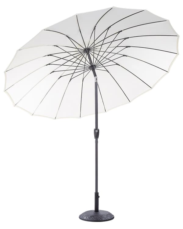 Aurinkovarjo vaalea beige kangasta alumiinijalka ⌀ 255 cm moderni tyyli