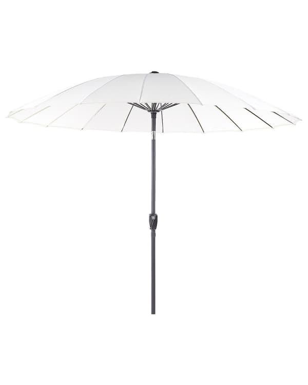 Aurinkovarjo vaalea beige kangasta alumiinijalka ⌀ 255 cm moderni tyyli