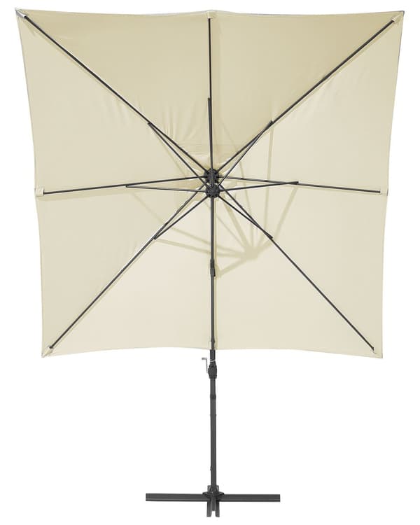 Hagesolparasoll Lys beige baldakin Svart stålstang 235 cm Værbestandig utkraget parasoll med sveivmekanisme