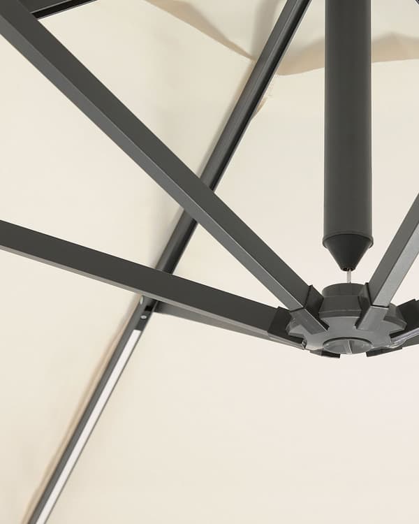 Hage Frittstående Parasoll Beige Polyester med LED-lys ø 285 cm Aluminium Sveivmekanisme Utendørs