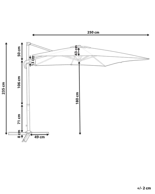 Hagesolparasoll Burgundy Canopy Black Steel Pole 235 cm Værbestandig Cantilever med sveivemekanisme