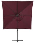 Miniatyrbilde 4 av 11: Hagesolparasoll Burgundy Canopy Black Steel Pole 235 cm Værbestandig Cantilever med sveivemekanisme