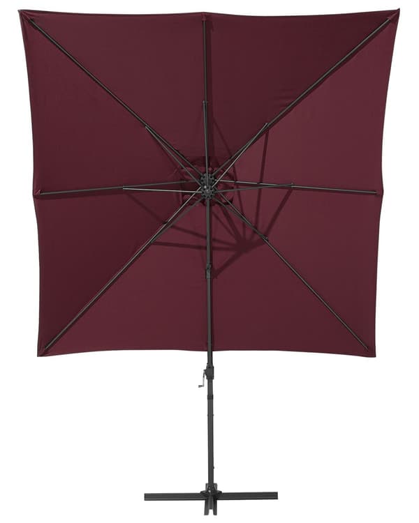 Hagesolparasoll Burgundy Canopy Black Steel Pole 235 cm Værbestandig Cantilever med sveivemekanisme