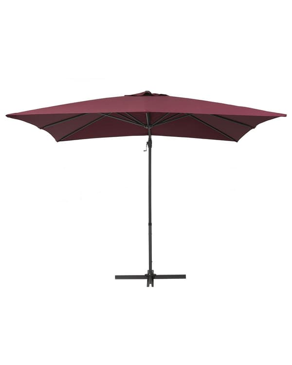 Hagesolparasoll Burgundy Canopy Black Steel Pole 235 cm Værbestandig Cantilever med sveivemekanisme