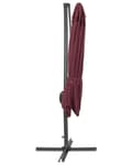 Miniatyrbilde 6 av 11: Hagesolparasoll Burgundy Canopy Black Steel Pole 235 cm Værbestandig Cantilever med sveivemekanisme