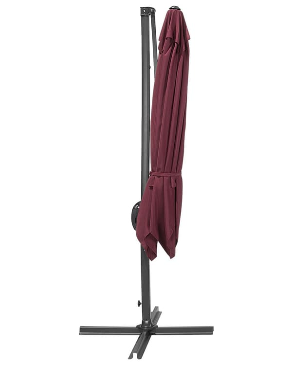 Hagesolparasoll Burgundy Canopy Black Steel Pole 235 cm Værbestandig Cantilever med sveivemekanisme