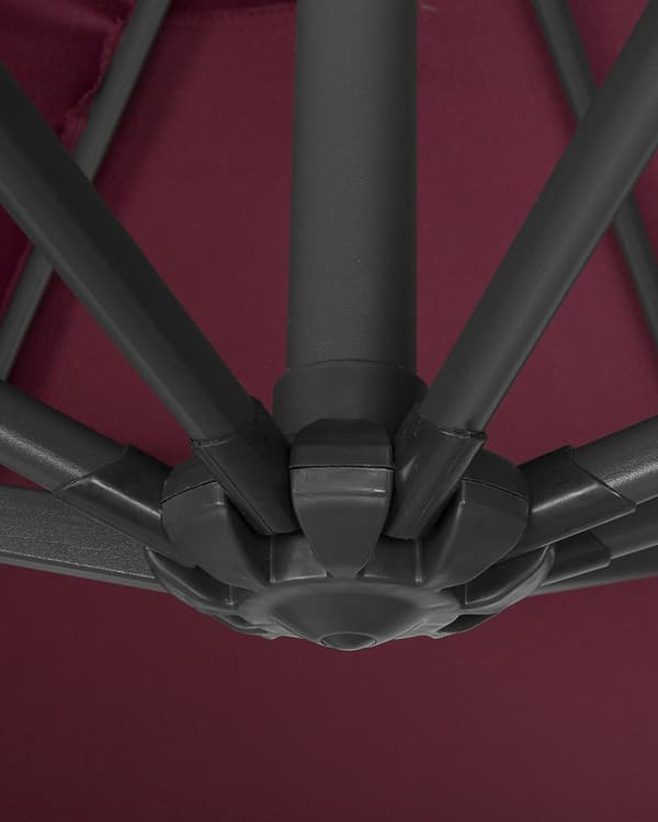 Hagesolparasoll Burgundy Canopy Black Steel Pole 235 cm Værbestandig Cantilever med sveivemekanisme