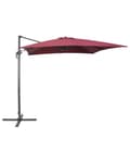 Miniatyrbilde 1 av 11: Hagesolparasoll Burgundy Canopy Black Steel Pole 235 cm Værbestandig Cantilever med sveivemekanisme