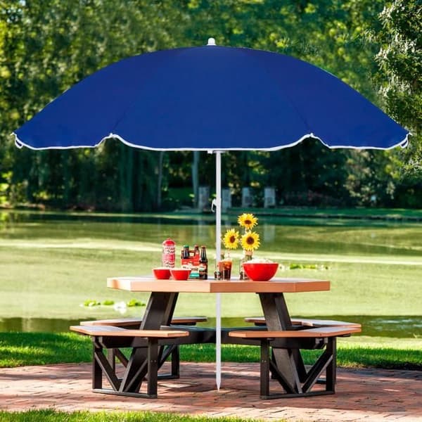 SPRINGOS® Strandparasoll diameter 160 cm Lutningsfunktion Fällbart skydd Höjdjusterbart Solskydd