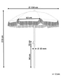 Miniatyrbillede 3 af 10: Stribet Blå Hvid Bøgetræ ⌀ 150 cm Udendørs Rund Altanparasol med Knæk Retro Cafe Haveparasol med Tilt og Frynser