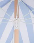 Miniatyrbillede 8 af 10: Stribet Blå Hvid Bøgetræ ⌀ 150 cm Udendørs Rund Altanparasol med Knæk Retro Cafe Haveparasol med Tilt og Frynser