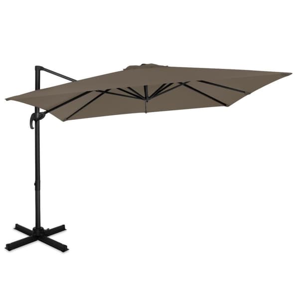 VONROC Premium Hængeparasol Pisogne 300x300cm – inkl krydsfod og overtræk - vierkantet | Taupe