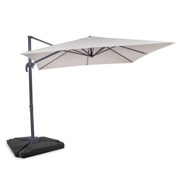 VONROC Premium Hængeparasol Pisogne 300x300cm – inkl krydsfod, 4 ∆ fyldbare fliser og overtræk - vierkantet | Beige